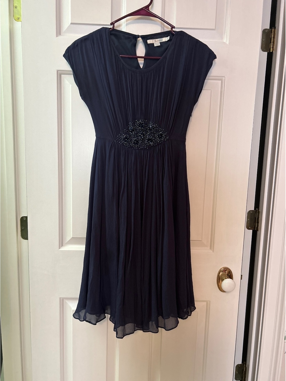 Boden Navy Blue Embellished Waist Midi Dress